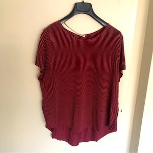 Black and red stripes top.